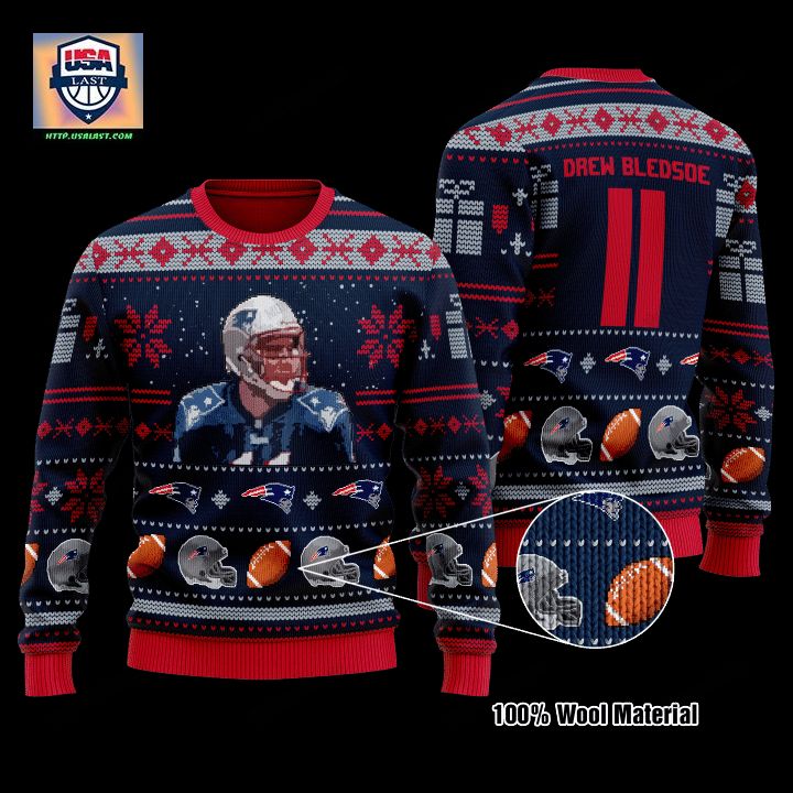 Drew Bledsoe 11 New England Patriots Nfl Christmas Sweater