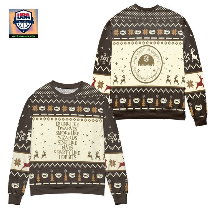 Drink Like Dwarves Smoke Like Wizards Ugly Christmas Sweater