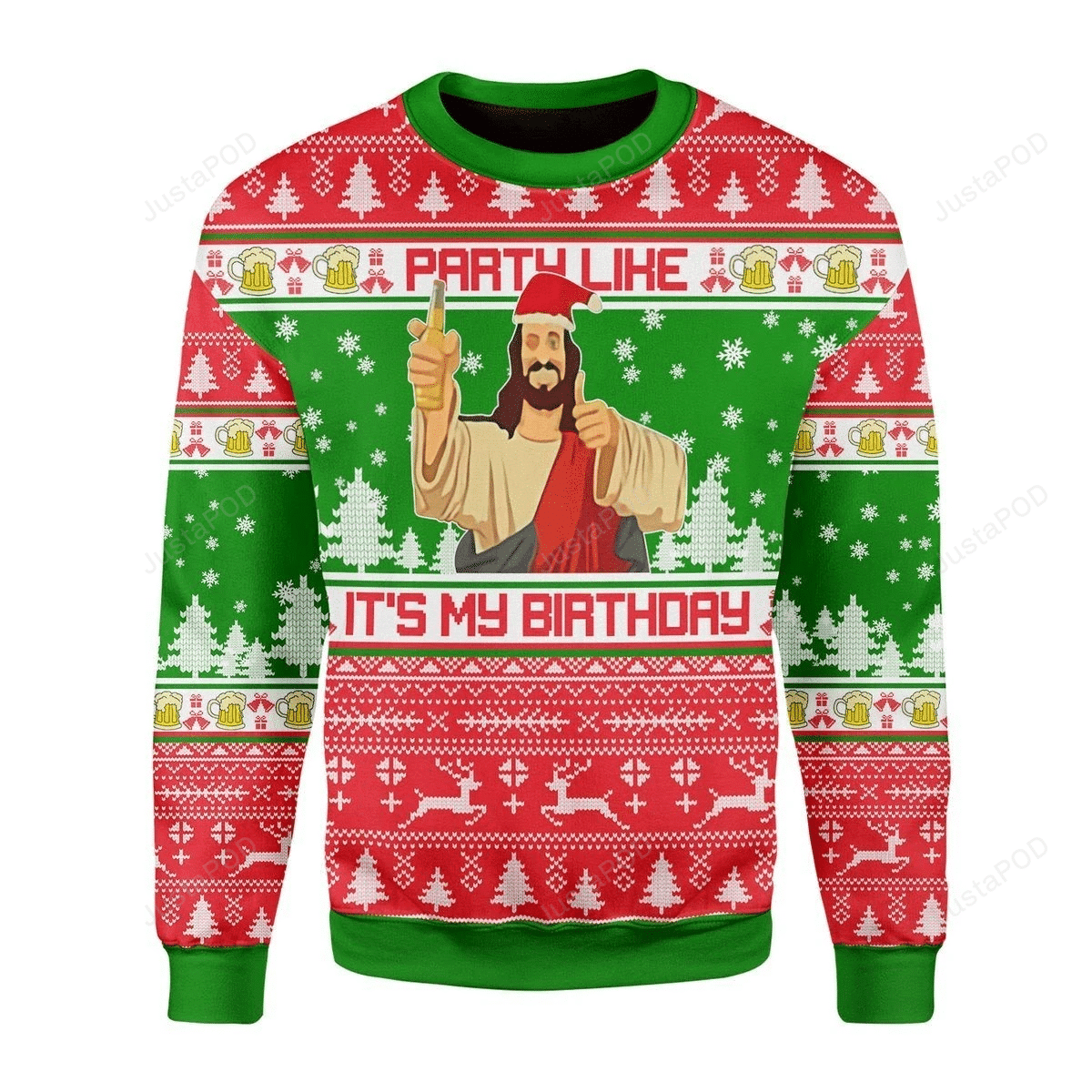 Drink Like It'S My Birthday Jesus Ugly Christmas Sweater, Perfect Holiday Gift