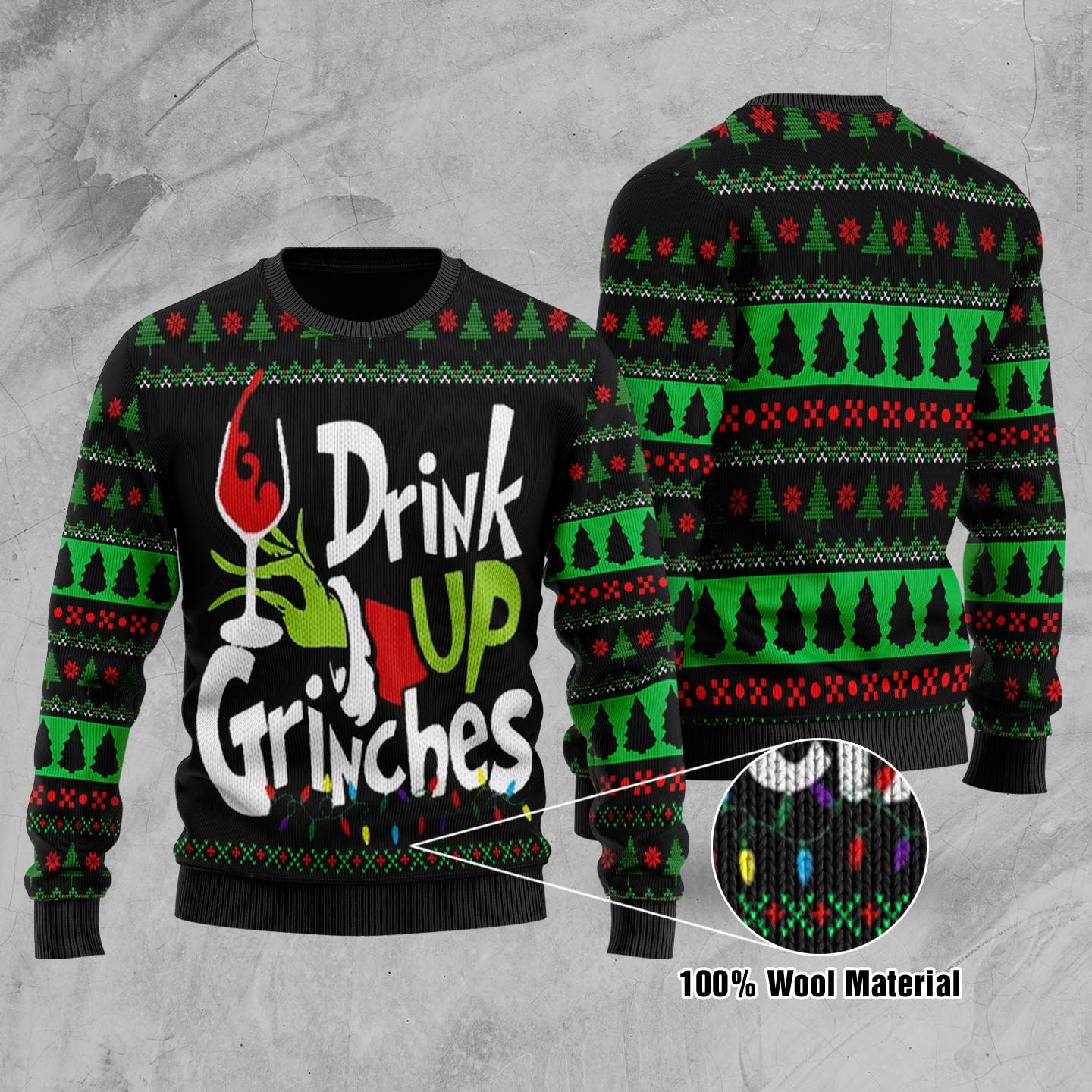 Drink Up Grinches Ugly Knitted Ugly Christmas Sweater
