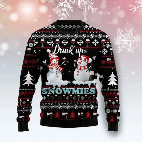 Drink Up Snowmies Ugly Christmas Sweater, Perfect Holiday Gift