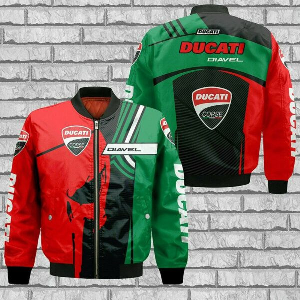 Ducati Diavel Red Skull Bomber Jacket | Motorsport Racing Jacket for Men & Women | Racing Fan Gift