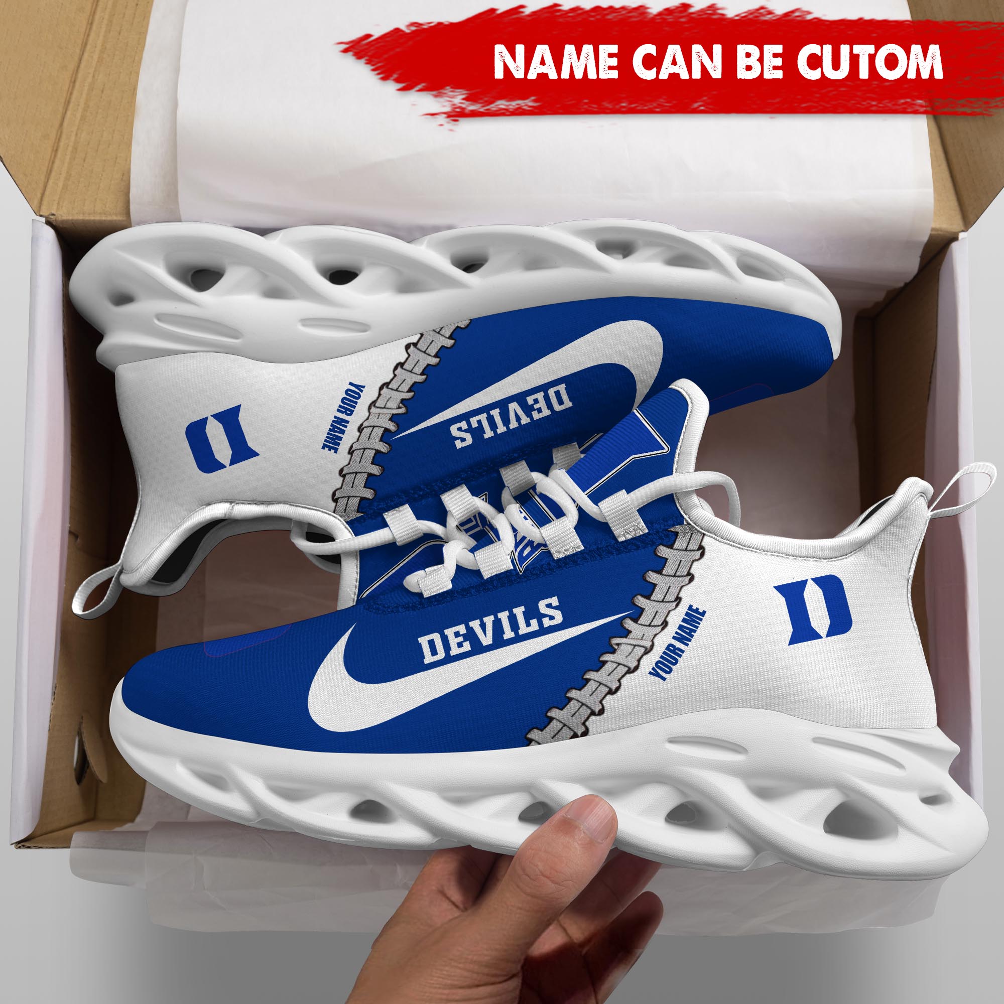 Duke Blue Devils Max Soul Shoes Sneakers for Men And Women – NCAA Fan Shoes, Team Sneakers - Image 5