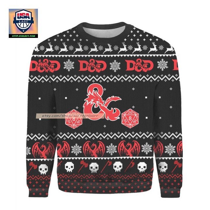 Dungeon And Dragons DnD Christmas Ugly 3D Sweater