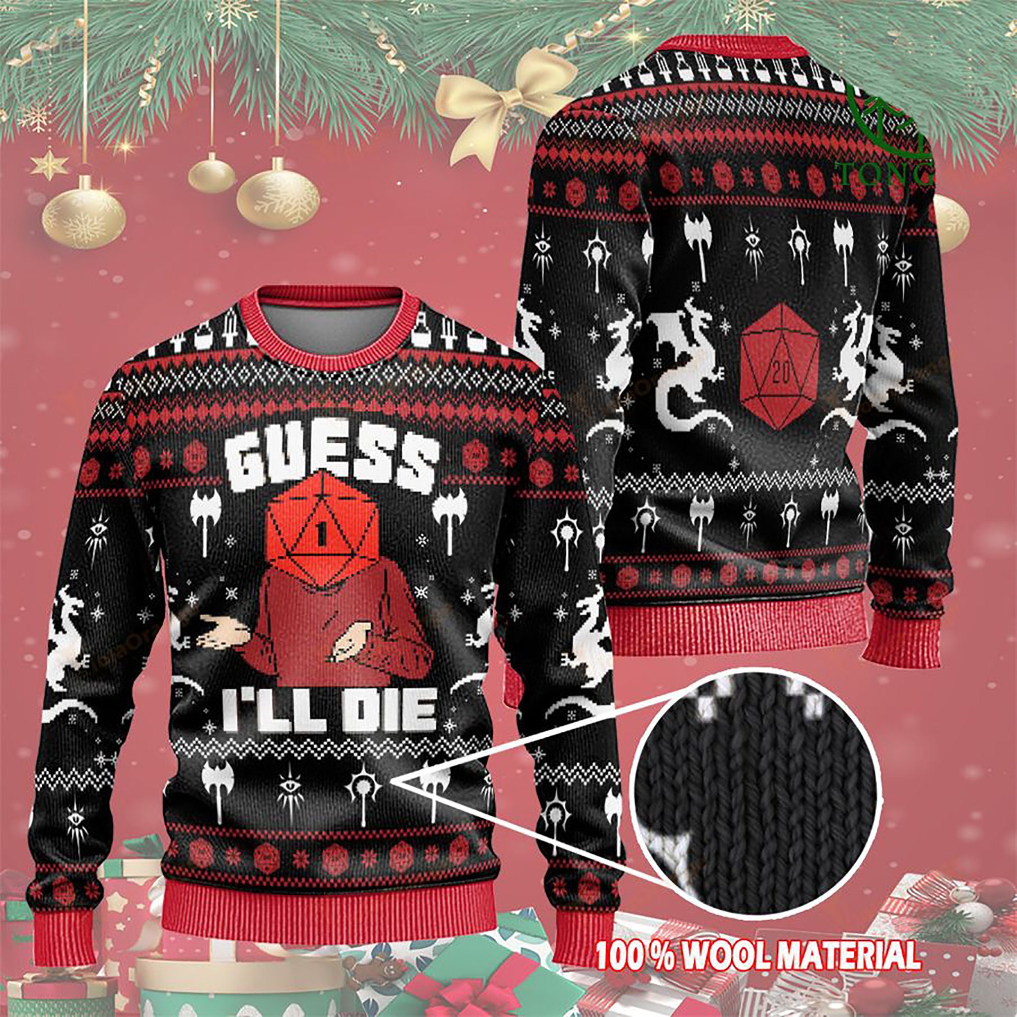 Dungeons And Dragons Guess I'Ll Die Christmas Ugly Christmas Sweater