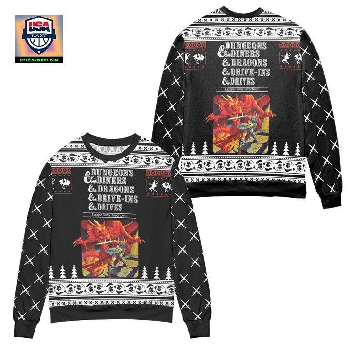 Dungeons Diners Dragons Drive-Ins Drives Ugly Christmas Sweater
