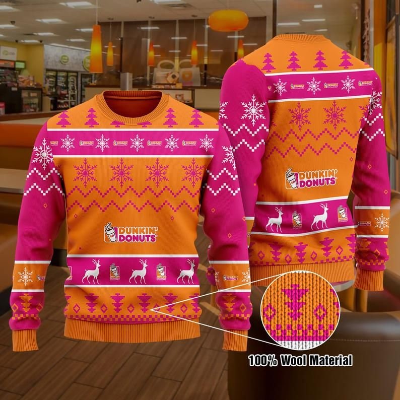 Dunkin Donut Ugly Knitted Ugly Christmas Sweater