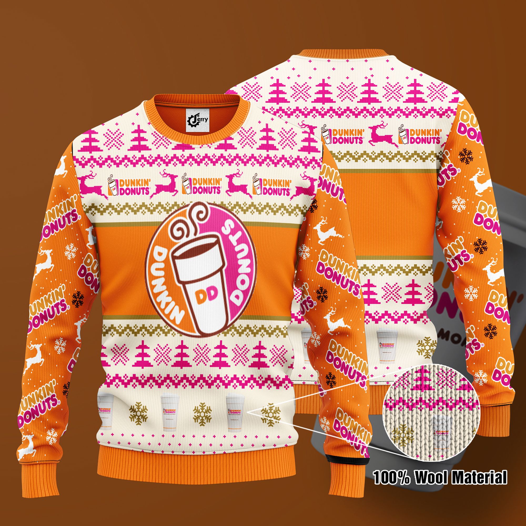 Dunkin' Donuts 3D Print Ugly Christmas Sweater, Hoodie, Zip Hoodie, Bomber Jacket