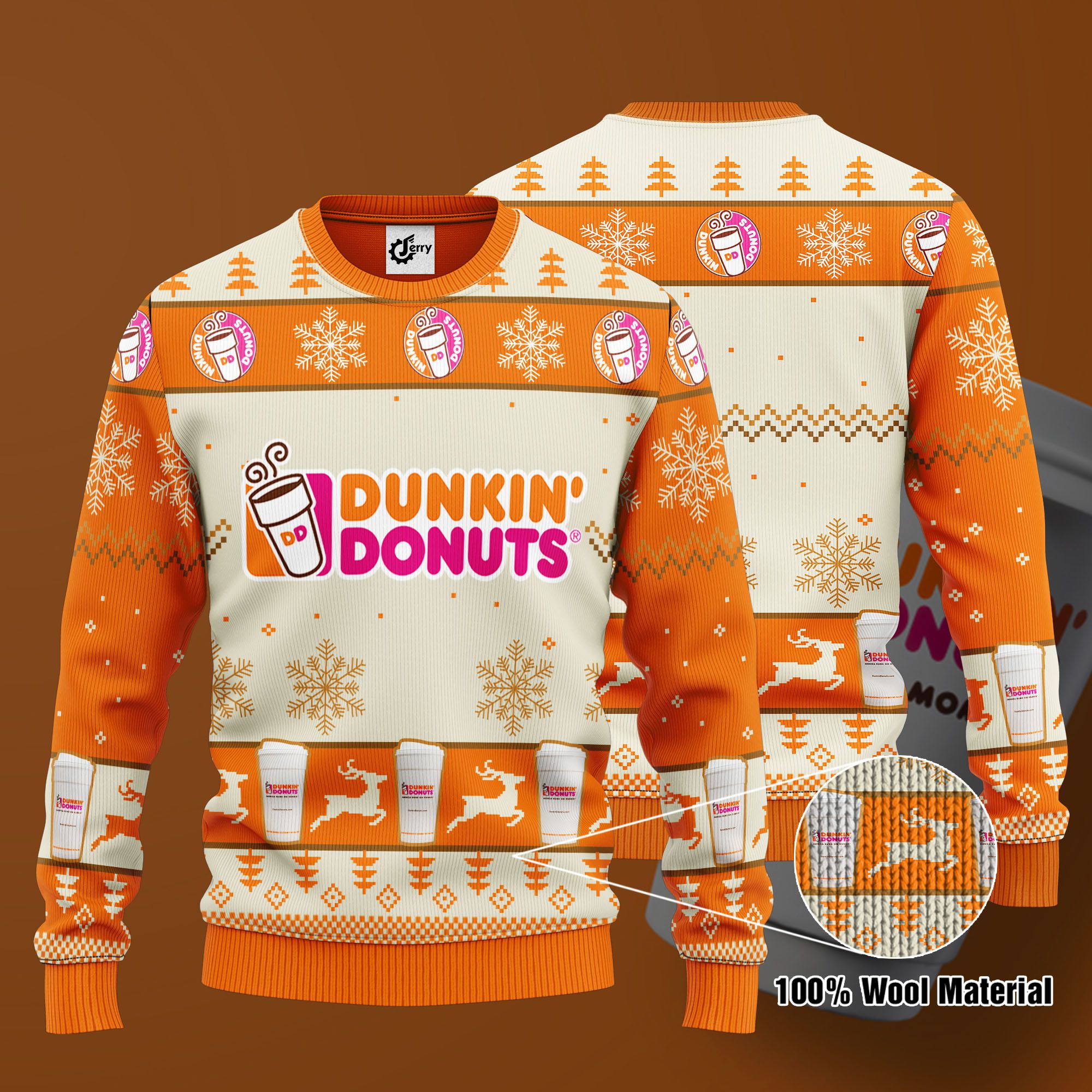 Dunkin' Donuts 3D Print Ugly Christmas Sweater, Hoodie, Zip Hoodie, Bomber Jacket