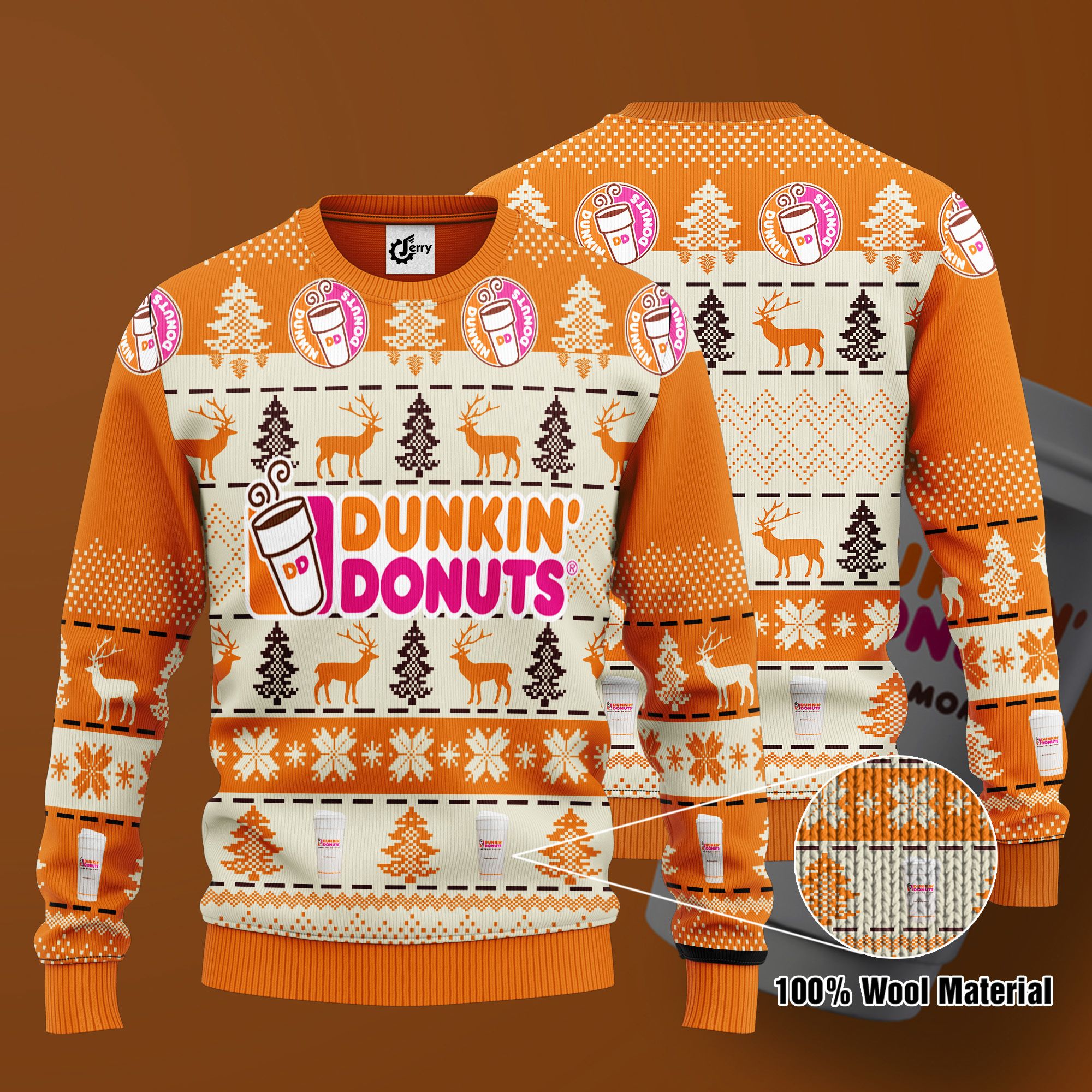 Dunkin' Donuts 3D Print Ugly Christmas Sweater, Hoodie, Zip Hoodie, Bomber Jacket