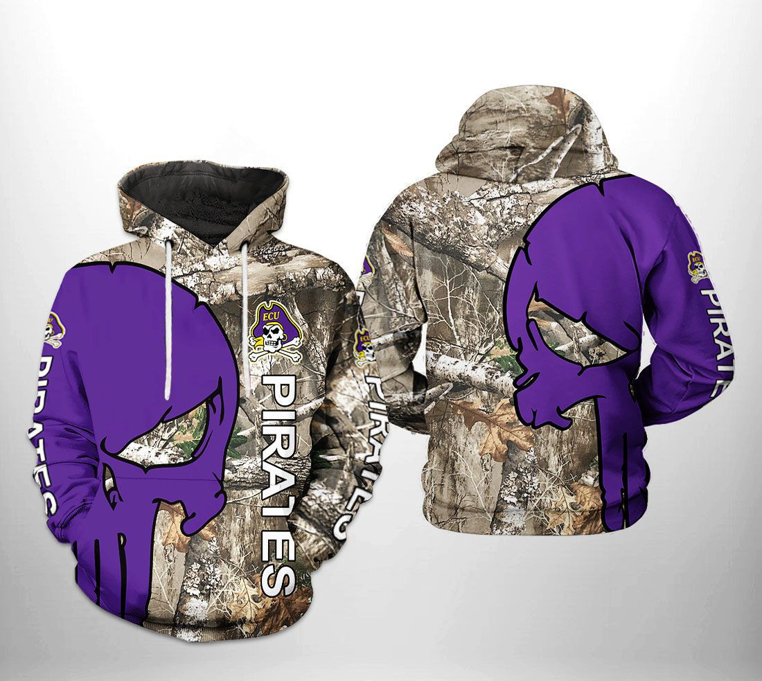 East Carolina Pirates NCAA Camo Veteran Hunting 3D All Over Print Hoodie & Zip Hoodie
