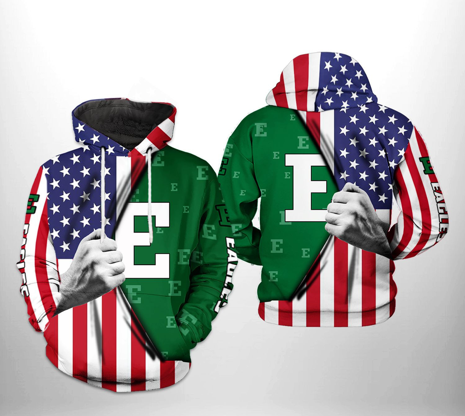 Eastern Michigan Eagles NCAA US FLag 3D All Over Print Hoodie & Zip Hoodie