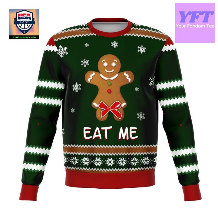 Eat Me Gingerbread Funny Meme Design 3d Ugly Christmas Sweater