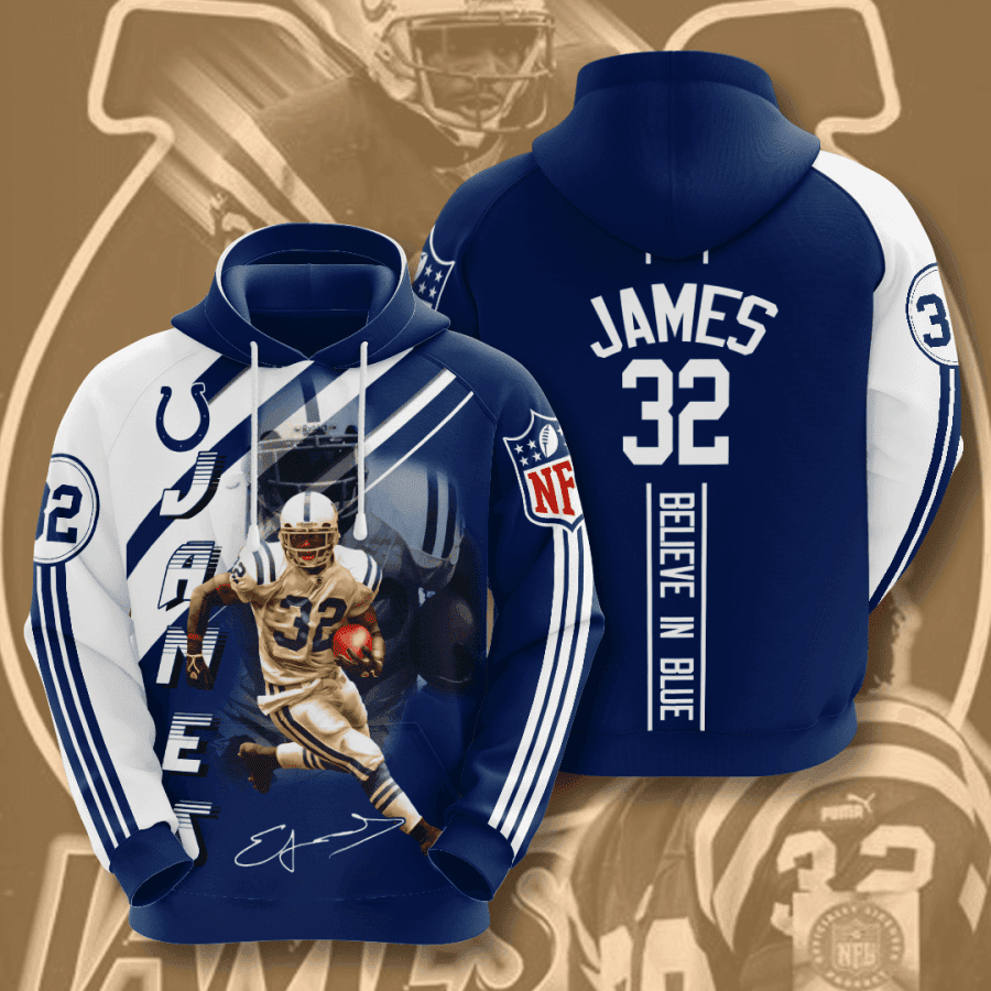 Edgerrin James Indianapolis Colts 3D All Over Print Hoodie & Zip Hoodie