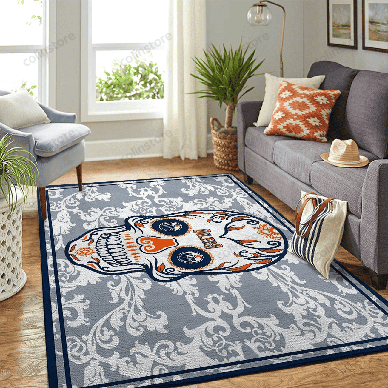 Edmonton Oilers Living Room Rectangle Area Rug – Full Print Carpet For Living Room & Bedroom Home Decor
