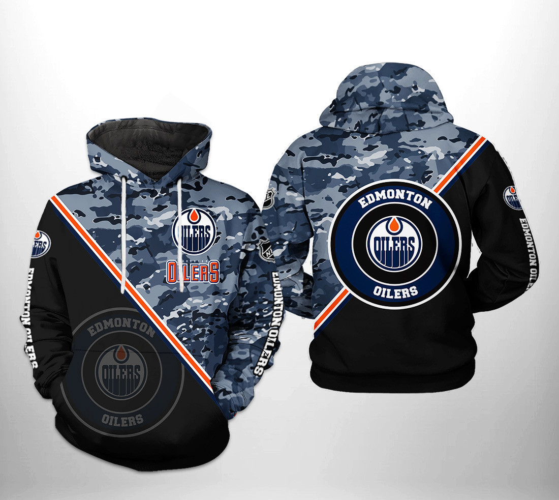 Edmonton Oilers NHL Camo Team 3D All Over Print Hoodie & Zip Hoodie