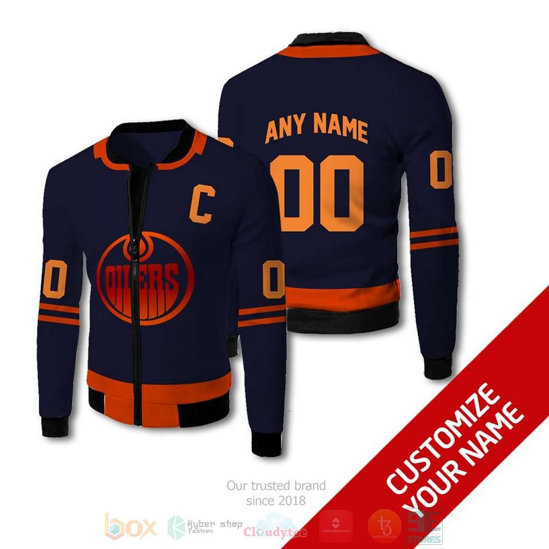 Edmonton Oilers Personalized Name Number Black Bomber Jacket | NHL Team Jacket for Men & Women | Hockey Fan Gift
