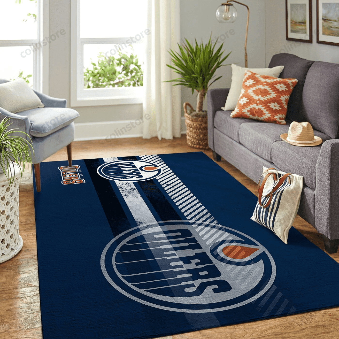 Edmonton Oilers Team Logo Nice Gift Rectangle Area Rug – Full Print Carpet For Living Room & Bedroom Home Decor