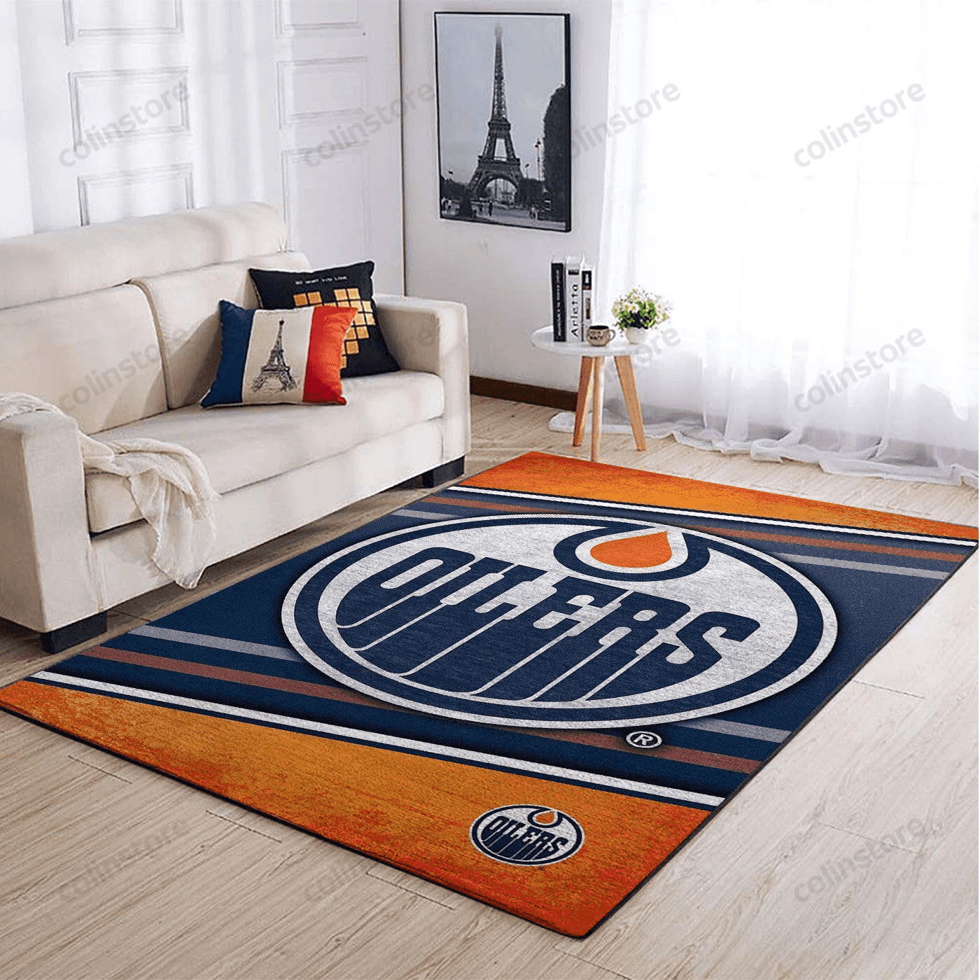 Edmonton Oilers Team Logo Rectangle Area Rug – Full Print Carpet For Living Room & Bedroom Home Decor