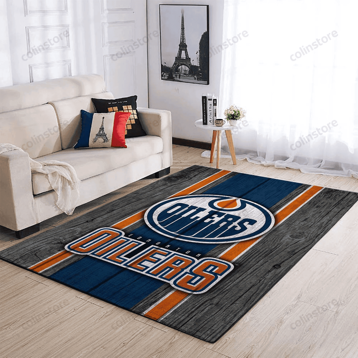 Edmonton Oilers Team Logo Rectangle Area Rug – Full Print Carpet For Living Room & Bedroom Home Decor