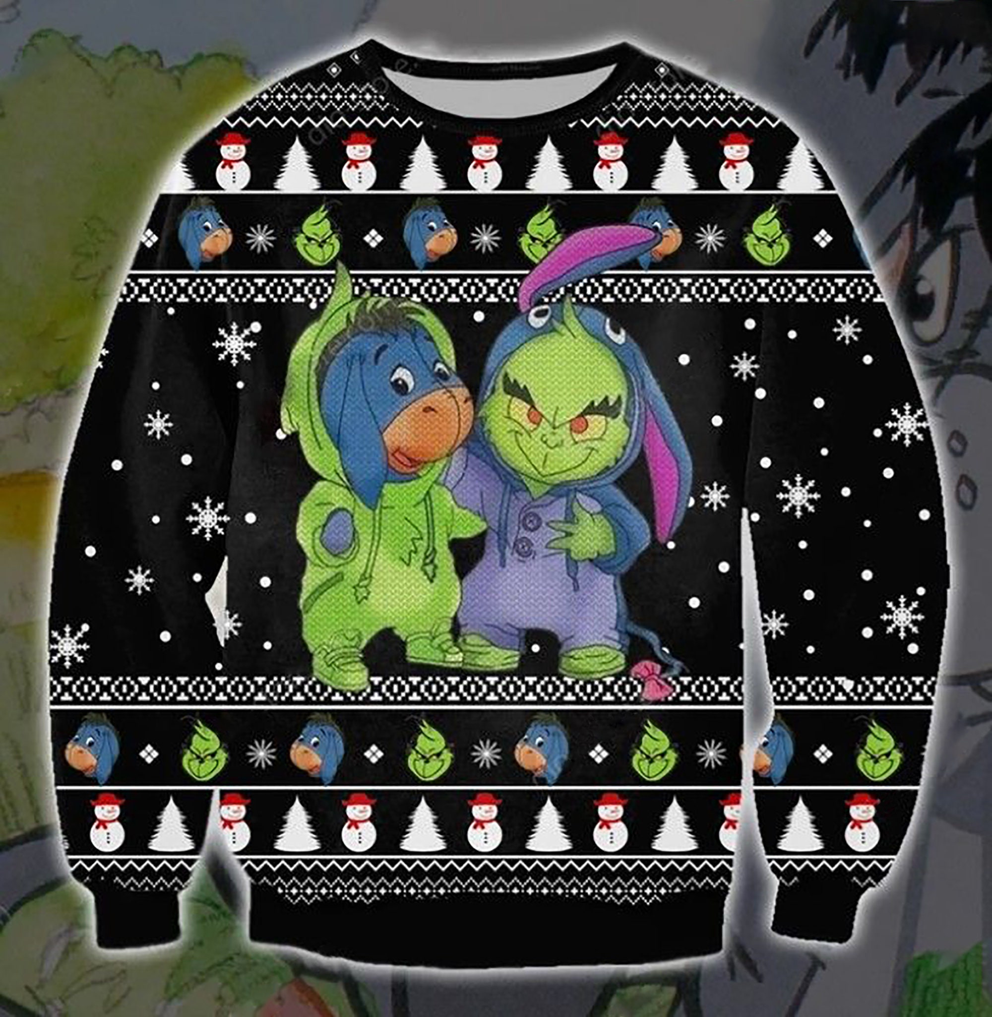 Eeyore And Grinch Funny Christmas Ugly Christmas Sweater