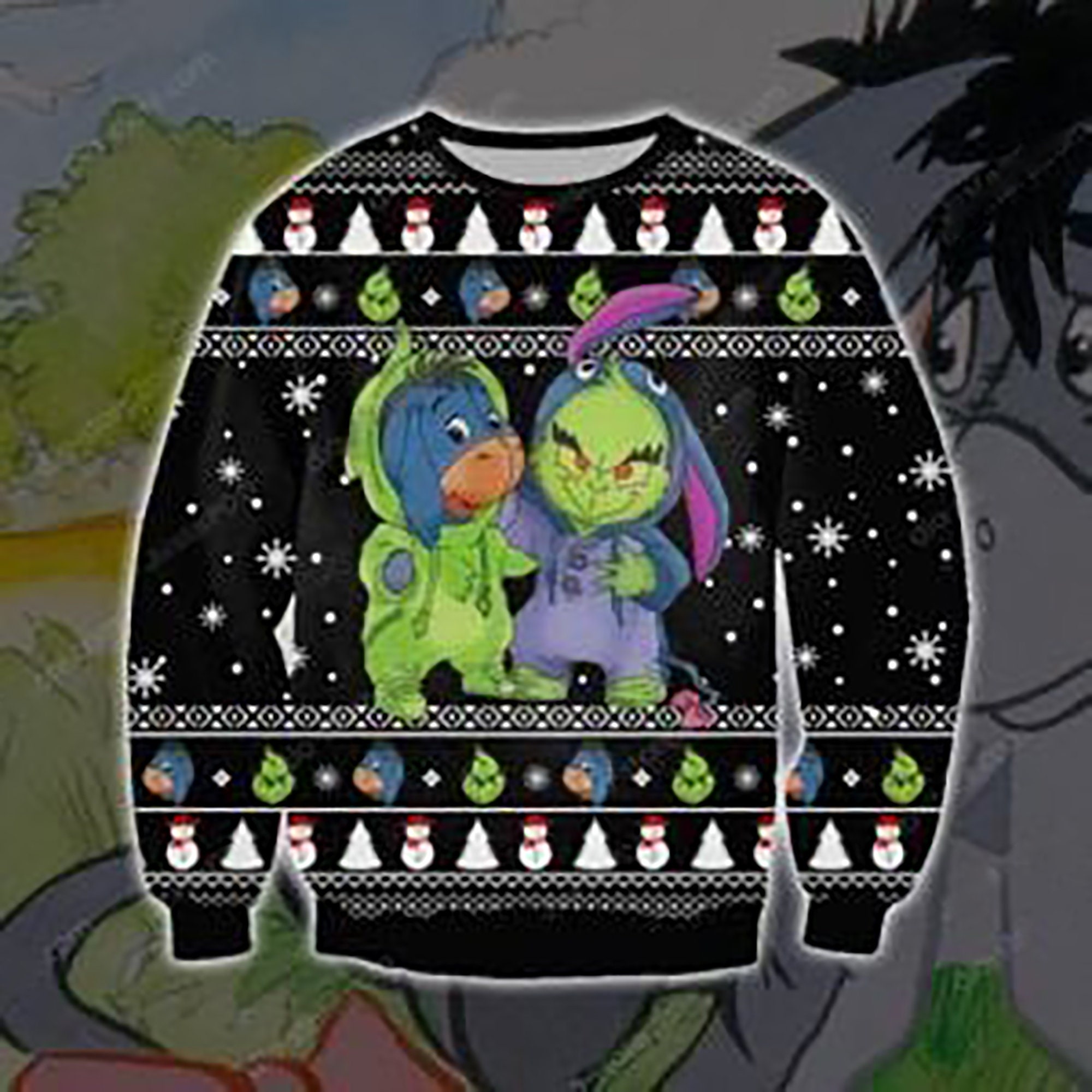 Eeyore And Grinch Ugly Christmas Sweater