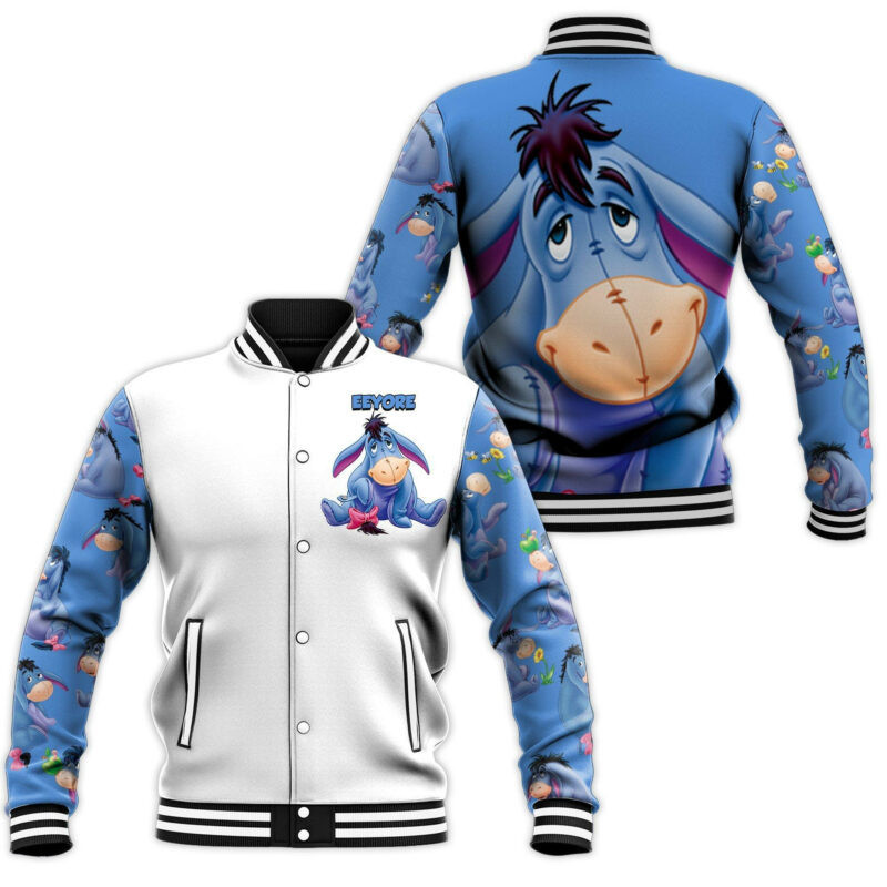 Eeyore Disney Fashion Baseball Jacket for Men & Women | Cartoon Fan Gift