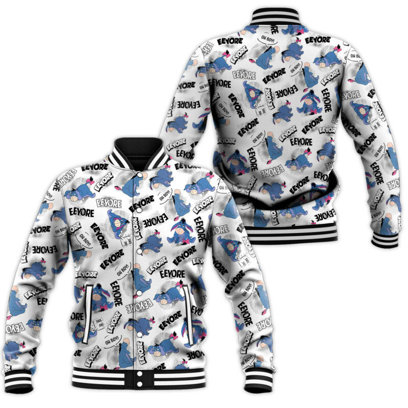 Eeyore Pattern Fashion Baseball Jacket for Men & Women | Cartoon Fan Gift