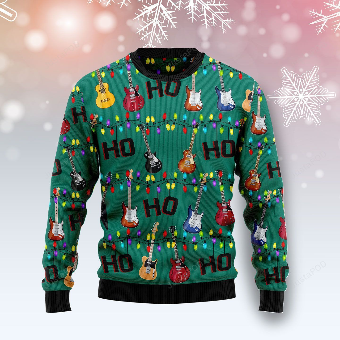 Electric Guitar Hohoho Ugly Christmas Sweater, Perfect Holiday Gift