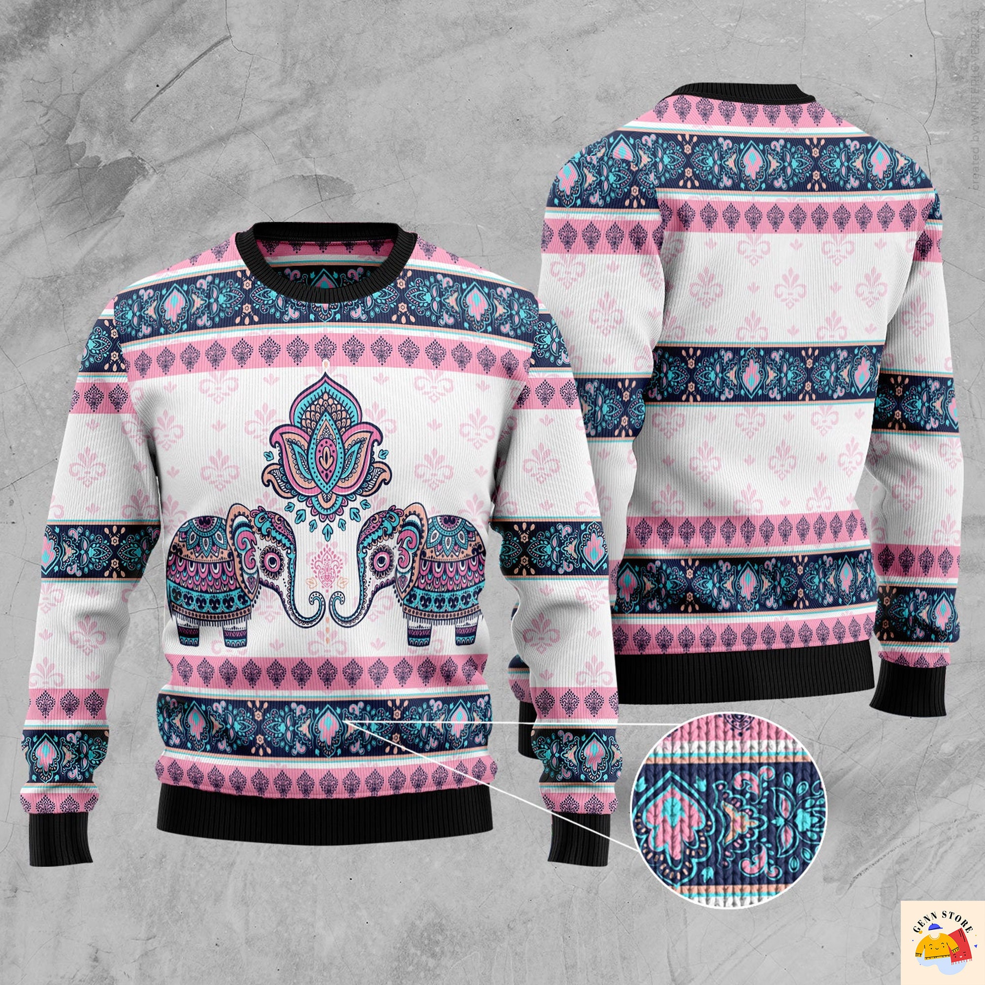 Elephant Mandala Ugly Christmas Sweater