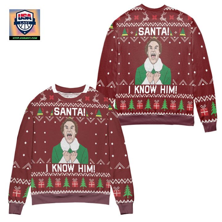 Elf Santa I Know Him Ugly Christmas Sweater