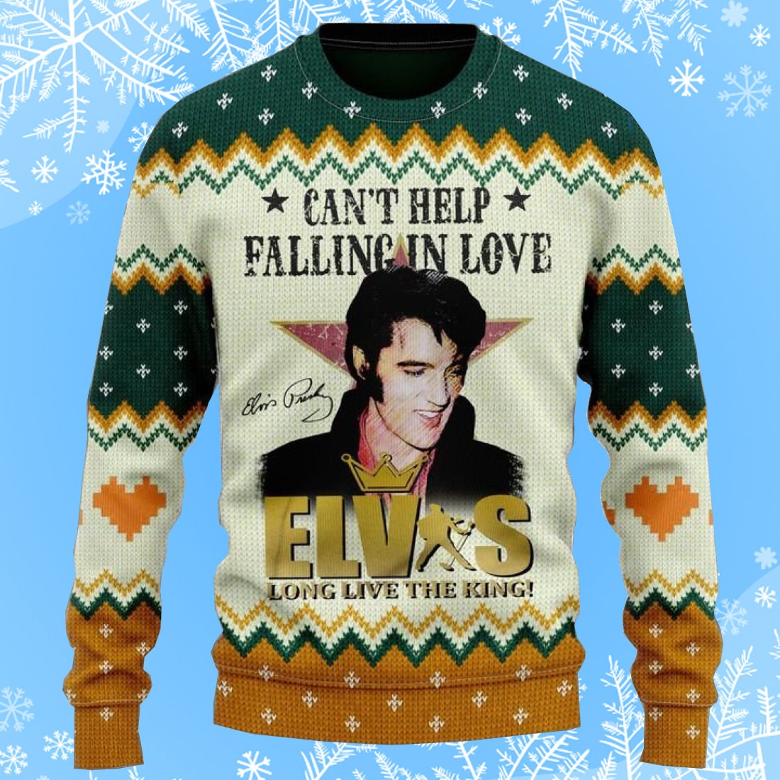 Elvis Presley Can't Help Falling In Love Elvis Long Live The King Ugly Christmas Sweater