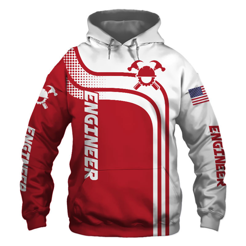 Engineer Red US Flag 3D All Over Print Hoodie & Zip Hoodie