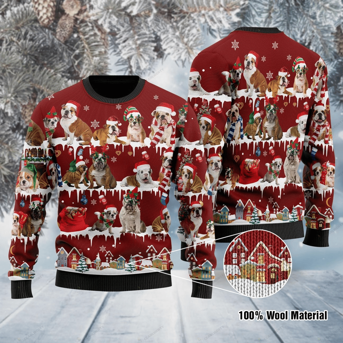 English Bulldog Ugly Christmas Sweater, Perfect Holiday Gift