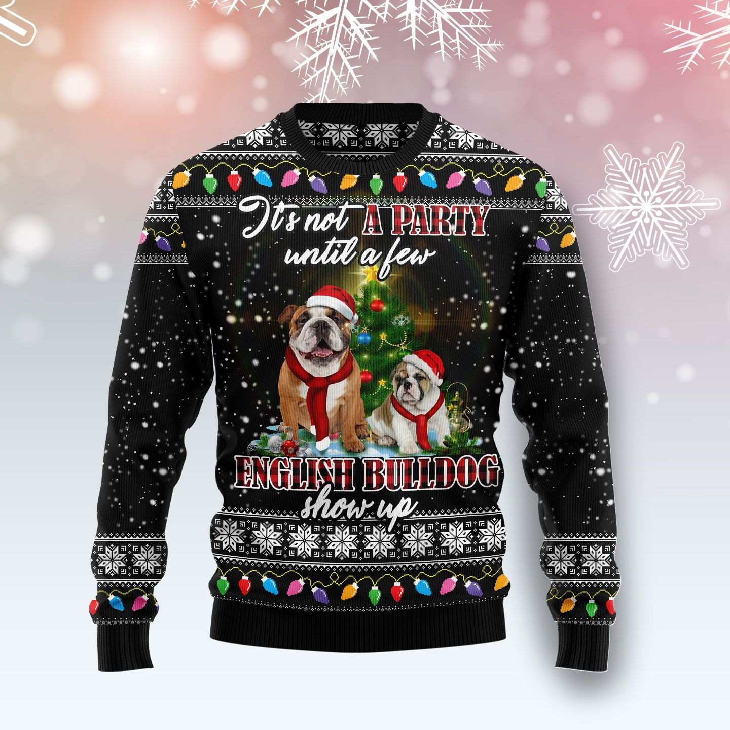 English Bulldog Ugly Christmas Sweater, Perfect Holiday Gift