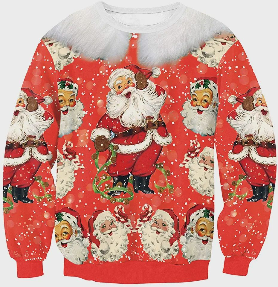 Enlachic Santa Claus Ugly Christmas Sweater,