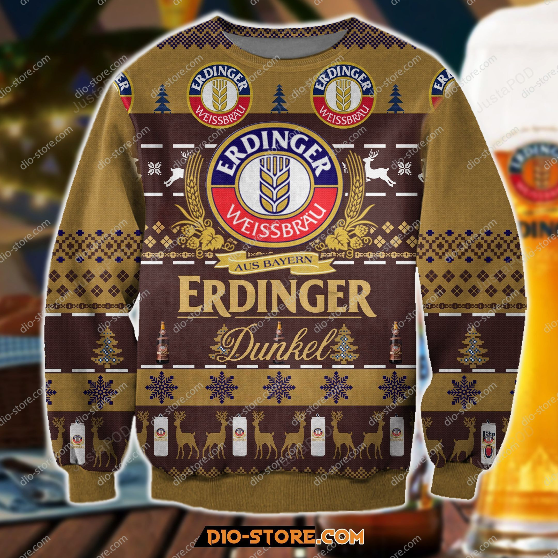 Erdinger Dunkel Knitting Pattern Ugly Christmas Sweater, Perfect Holiday Gift
