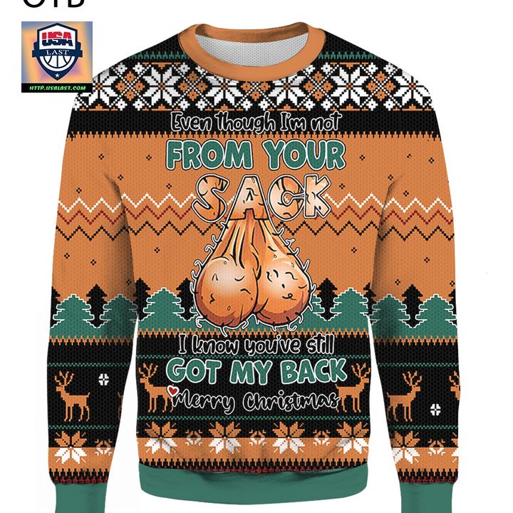 Even Though Im Not From Your Sack I Know Youve Still Got My Back Merry 3D Christmas Ugly Sweater