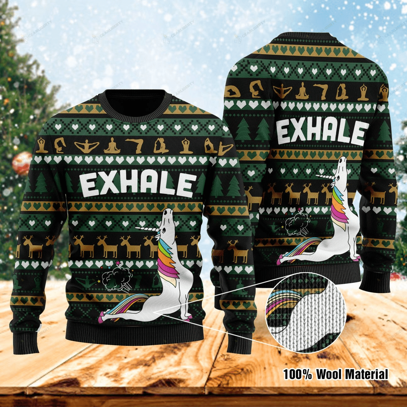 Exhale Yoga Ugly Christmas Sweater, Perfect Holiday Gift