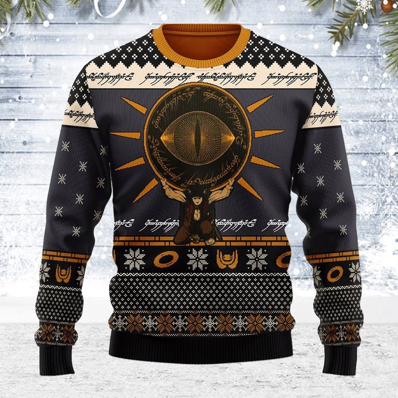 Eye of Sauron Black Knitted Sweater Ugly Christmas Sweater