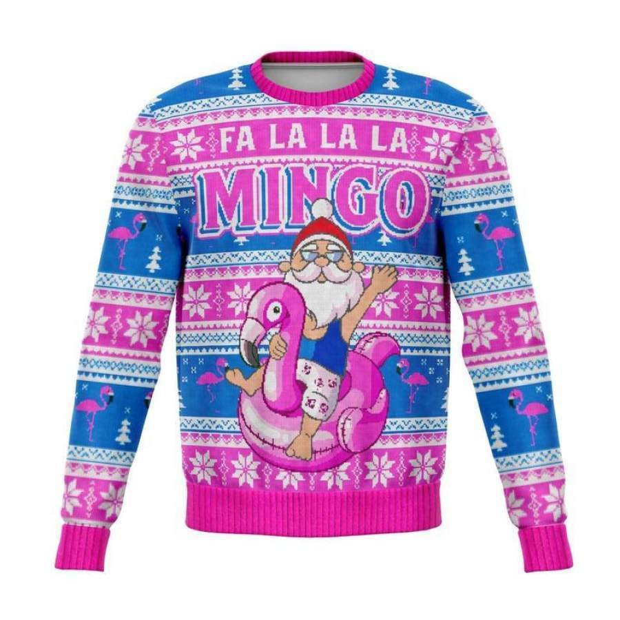 Fa la la la Santa Claws Flamingo Ugly Christmas Sweater, Perfect Holiday Gift