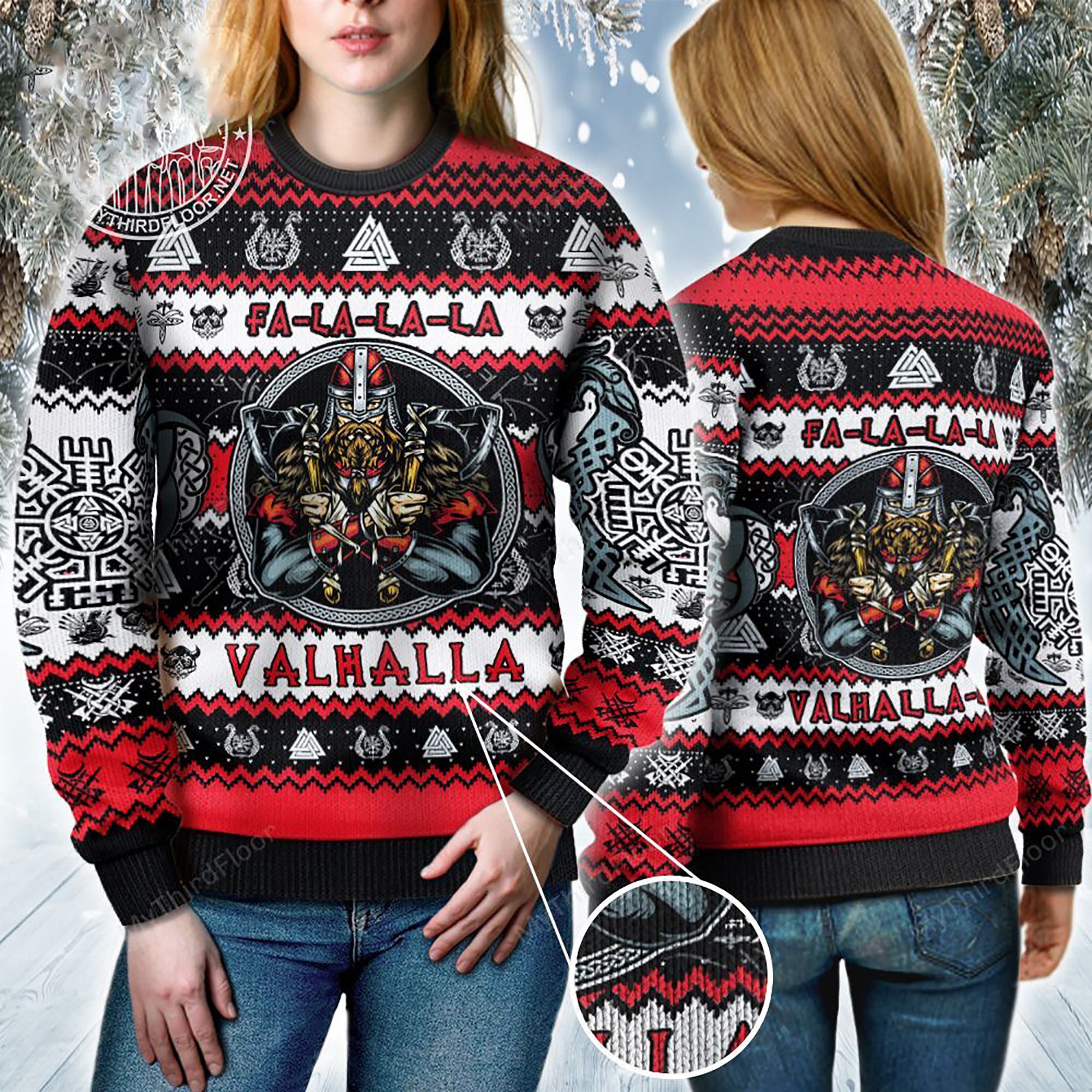 Fa La La La Vikings Ugly Christmas Sweater