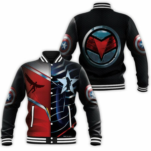 Falcon And The Winter Soldier Half Costume Marvel Baseball Jacket for Men & Women | Superhero Fan Gift
