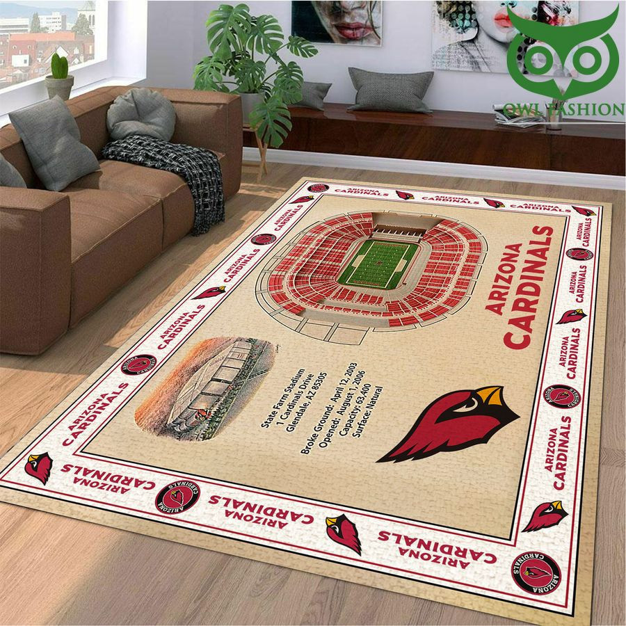 Fan Bordered Arizona Cardinals Stadium 3D View Rectangle Area Rug – Full Print Carpet For Living Room & Bedroom Home Decor