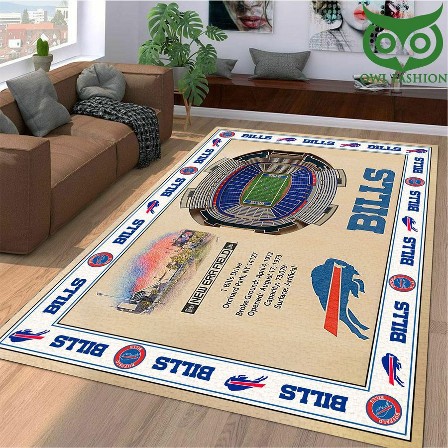 Fan Bordered Buffalo Bills Stadium 3D View Rectangle Area Rug – Full Print Carpet For Living Room & Bedroom Home Decor