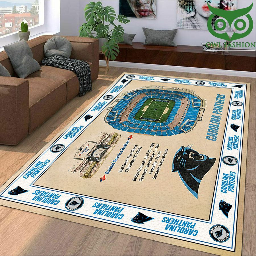 Fan Bordered Carolina Panthers Stadium 3D View Rectangle Area Rug – Full Print Carpet For Living Room & Bedroom Home Decor