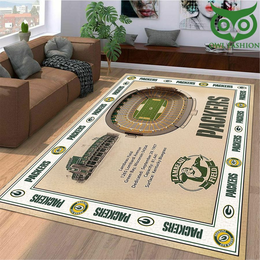 Fan Bordered Green Bay Packers Stadium 3D View Rectangle Area Rug – Full Print Carpet For Living Room & Bedroom Home Decor