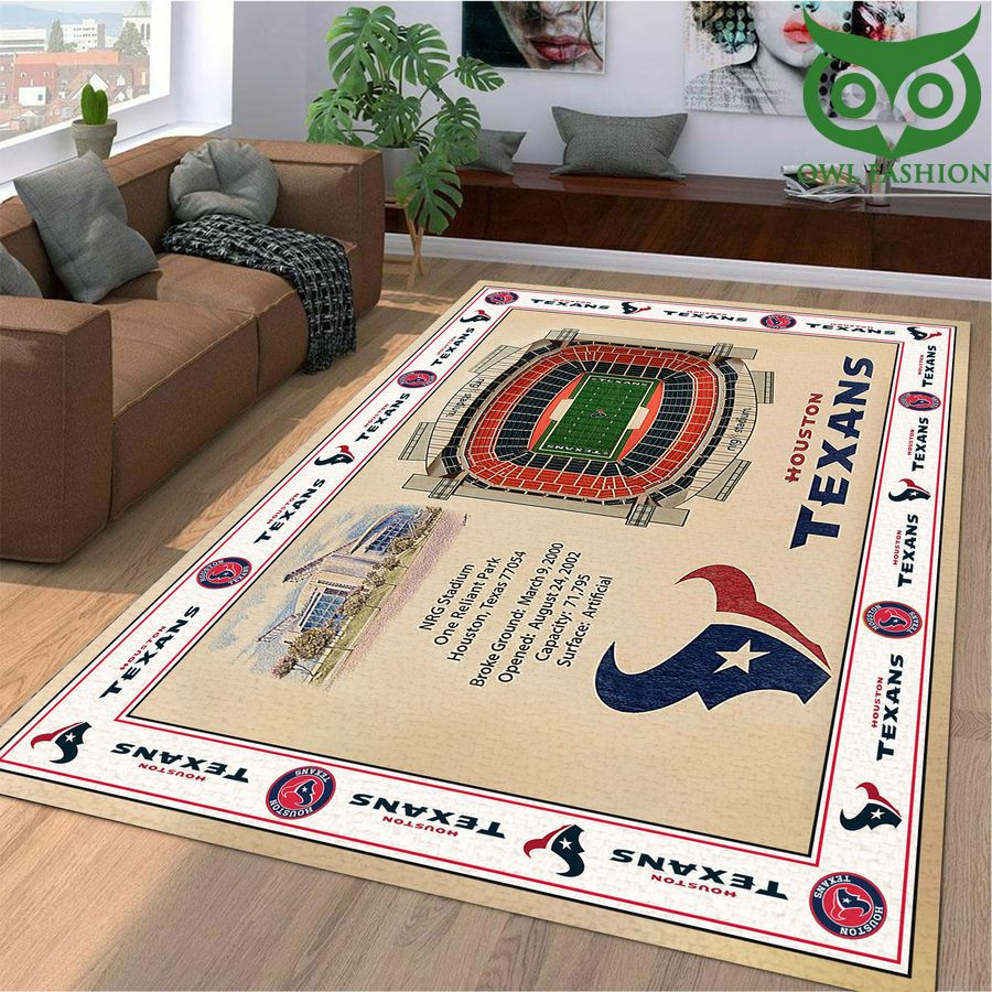 Fan Bordered Houston Texans Stadium 3D View Rectangle Area Rug – Full Print Carpet For Living Room & Bedroom Home Decor