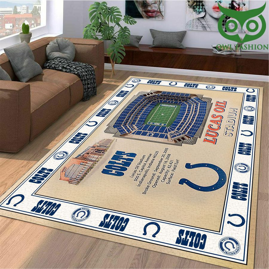 Fan Bordered Indianapolis Colts Stadium 3D View Rectangle Area Rug – Full Print Carpet For Living Room & Bedroom Home Decor