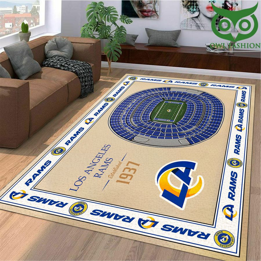 Fan Bordered Los Angeles Rams Stadium 3D View Rectangle Area Rug – Full Print Carpet For Living Room & Bedroom Home Decor